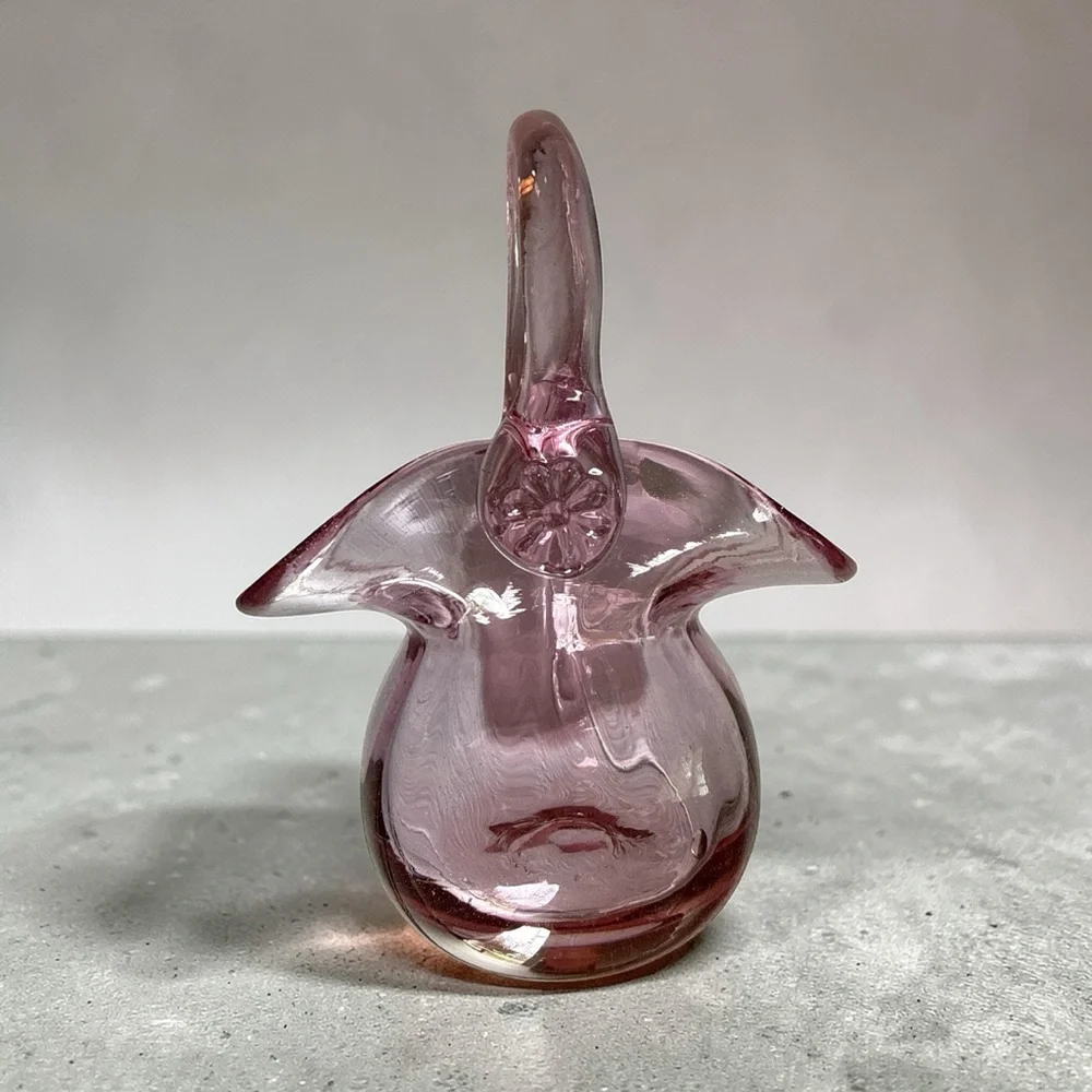Vintage Joe DeAnda Pink Art Glass Vase 6